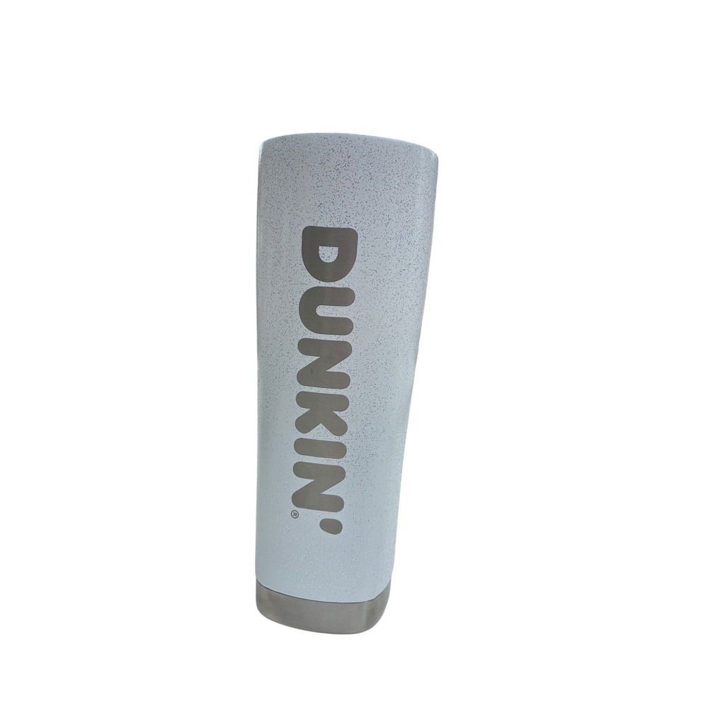 Dunkin 20oz Travel Tumbler White Glitter Stainless Steel Insulated Cup No Lid